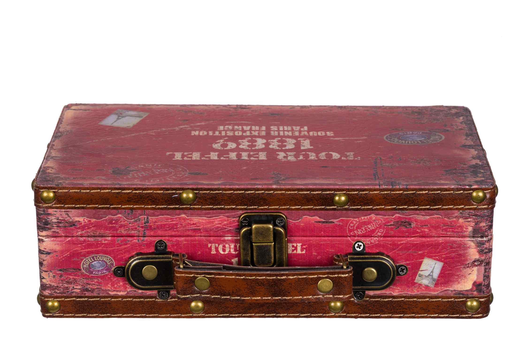 Gr/ö/ße L 49cmx28x25cm Orange Truhe Kiste SJ14307 Krone K/önigin England Holztruhe mit Kunstleder bezogen im Vintage Look Schatzkiste Piratenkiste Metallbeschl/äge koloniale Holzbox mit Ornamenten